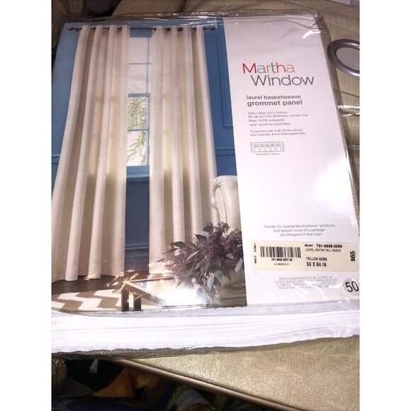 Pair MARTHA WINDOW  Grommet Panel 50” X 84"  Yellow Moss - Picture 4 of 5